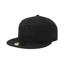 New Era 59Fifty Hat Texas Rangers Black on Black Fitted Cap 11591096