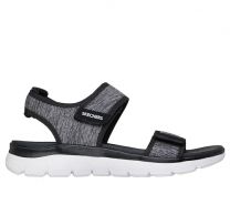 Skechers Women's SUMMITS - CUTEST ICON, Double Adjustable Band Heather Jersey Sandal, Black, 5.5W