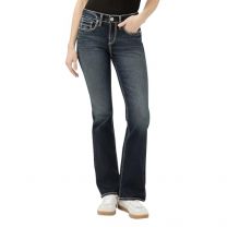 Silver Jeans Co. Women's Suki Mid Rise Curvy Fit Bootcut Jeans, Two Steppin
