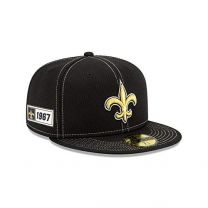 New Era Men's Black New Orleans Saints 2019 NFL Sideline Road Official 59FIFTY Fitted Hat