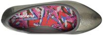 Skechers Women's Cleo-DAZZLES-Stretch-Fit Metallic Skimmer Ballet Flat, Charcoal, 5.5 M US