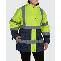 Utility Pro UHV664 Polyester High-Vis Ladies Jacket with Storm Cuffs with Dupont Teflon Fabric Protector, Lime/Navy, Large