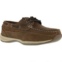 Rockport Womens Brown Leather Casual Boat Shoes Sailing Club Steel Toe