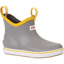 Xtratuf Kids Ankle Deck Boot, Gray/Yellow, Big Kid Size 4