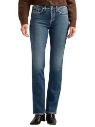 Silver Jeans Co. Women's Suki Mid Rise Curvy Fit Slim Bootcut Jeans, Med Wash ECF340, 28W