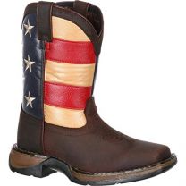 Durango Unisex Big Kids' 8" Lil' Rebel™ by Durango Flag Western Boot Brown/Union Flag - DBT0160