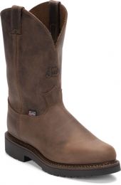 JUSTIN WORK Men's 11" Balusters Soft Toe Work Boot Bay Gaucho Brown - 4444