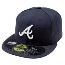 New Era Atlanta Braves Official On Field 59Fifty Road Fitted Cap by (Navy-White)