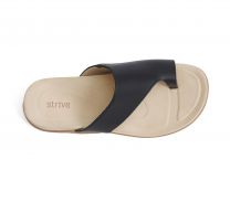 Strive Capri 4 Women’s Orthotic Sandals with Arch Support, Leather Toe Loop Sandals for Plantar Fasciitis, Comfortable Summer Sandals for Women, Black, Size 10