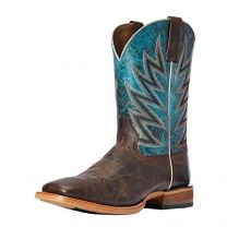 Ariat Men's 11" Challenger Stout Wide Square Toe Western Boot Stout Brown/Atlanta Blue - 10033942