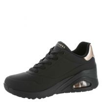 Skechers Women's UNO Wedge-HI Steps Sneaker, Black/Black, 8.5 Wide