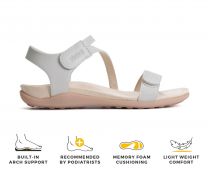 Strive Nice Orthotic Arch Support Sandals for Women, Adjustable Leather Comfort Walking Sandals for Everyday Wear, Latte, 8