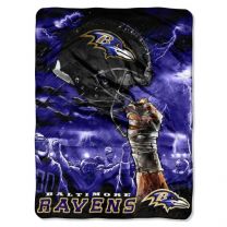 NFL Baltimore Ravens 60-Inch-by-80-Inch Plush Rachel Blanket, Sky Helmet Design