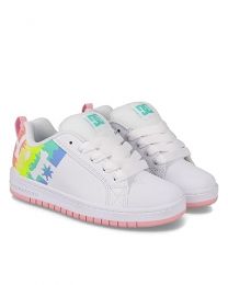DC Girls Court Graffik Skate Shoe, White/Light Pink/Multi, 3.5 Big