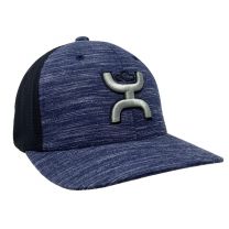 HOOEY Men's Ash Flexfit Fitted Hat (Small/Medium, Navy/Black)