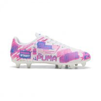 PUMA Pulisic Artificial, Firm Ground Soccer Cleats (Toddler/Little Big Kid) Sneaker, White/Poison Pink/Ultra Blue, 9 US Unisex