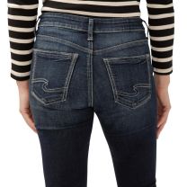 Silver Jeans Co. Women's Suki Mid Rise Curvy Fit Skinny Jeans, Luxe Stretch Dark Indigo, 33W x 29L