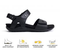 Strive Float II Women's Orthotic Sandals with Arch Support, Comfortable Walking & Hiking Sandal with Rubber Grip Sole, Black, 8