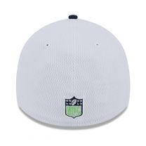 New Era Men's White/College Navy Seattle Seahawks 2023 Sideline 39THIRTY Flex Hat