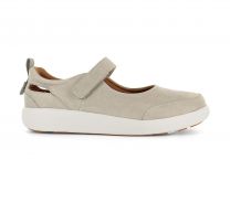 Strive Skip Women’s Casual Sneakers, Lightweight Hook and Loop Shoes with Built-in Arch Support and Removable Footbed, Latte, Size 7