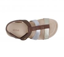 Strive Cassis Women’s Orthotic Sandals, Adjustable Four-Strap Leather Comfort Sandals for Wide Feet & All-Day Walking, Tan, Size 9