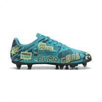 PUMA Unisex-Child Christian Pulisic Legacy Ultra Firm, Artificial Ground Soccer Cleats, Deep Aqua-Marine Blue-Speed Green AH25, 6.5, Big Kid