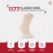 FOX RIVER Classic Wool Crew Sock | Medium Weight | Everyday Sock | Easy Care | Shock-Absorbing | Comfortable for Outdoor Activities | Natural | X-Large