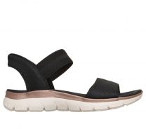 Skechers Women's SUMMITS SANDAL - ELEGANT EDGE Hands Free Slip-Ins, Slip-In Sandals with Yoga Foam Cushioned Footbed, Black/Rose Gold, 7M