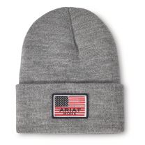Ariat Men's American Flag Patch Beanie Heather Grey - 10041510