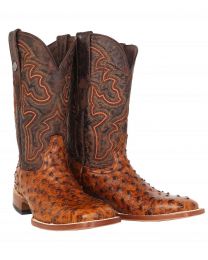 Tanner Mark Boots Men's Rustic Cognac Full Quill Ostrich