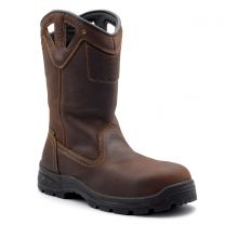 Avenger Men's 11" Builder Steel Toe EH Slip Resistant Wellington Work Boot Brown - A8130