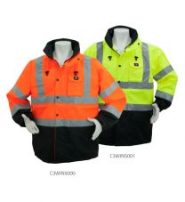 3A SAFETY Unisex Hi-Viz Waterproof Lightweight Rain Jacket Orange - C3WIN5000