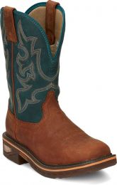 JUSTIN WORK Men's 11" Resistor Nano Composite Toe Work Boot Russet Blue - CR4010