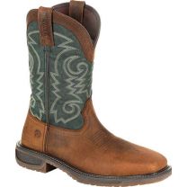 DURANGO WORK Men's 11" Workhorse™ Steel Toe Western Work Boot Bridle Brown/Evergreen - DBB0192