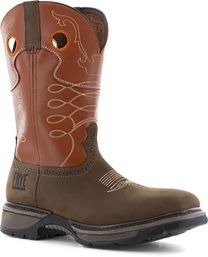 FRYE Supply Men's 10" Unlined Western Steel Toe Work Boot Brown/Burnt Orange - FR40102