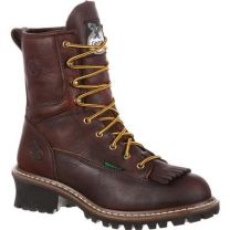 GEORGIA BOOT Men's 8" Logger Soft Toe Waterproof Work Boot Chocolate Brown - G7113