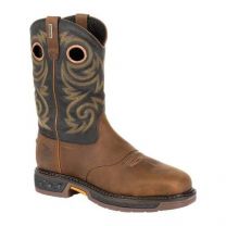 GEORGIA BOOT Men's 11" Carbo-Tec LT Steel Toe Waterproof Pull-On Work Boot Black/Brown - GB00267