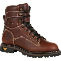 GEORGIA BOOT Women's 7" AMP LT Logger Low Heel Soft Toe Waterproof Work Boot Brown - GB00427