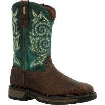 GEORGIA BOOT Men's 11" Carbo-Tec LT Soft Toe Waterproof Pull-On Work Boot Brown/Green - GB00436