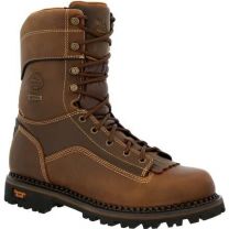 GEORGIA BOOT Men's 9" AMP LT Logger Low Heel Soft Toe Waterproof Work Boot Brown - GB00472