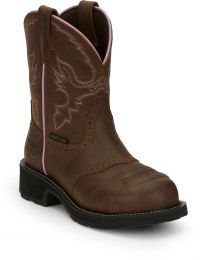 JUSTIN WORK Women's 8" Wanette Steel Toe Waterproof Work Boot Aged Bark - GY9980