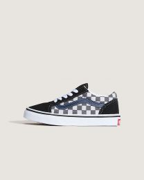 VANS Unisex Little Kids' Old Skool Checkerboard Skate Shoe Tonal Check Blue - VN000CYVBLU