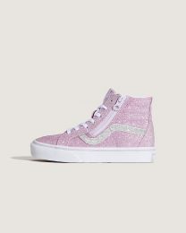 VANS Unisex Little Kids Sk8-Hi Side Zip Skate Shoe Glitter Lilac Mist Purple - VN000CYEEMY