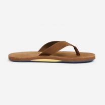 Hari Mari Men's Fields Leather Memory Foam Arch Support Flip Flops Bourbon - 1031-134