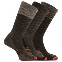 Merrell Unisex Merino Wool Midweight All Weather Work Crew Socks Brown Assorted (3 pairs) - MEA33633C3B2001-BNAST