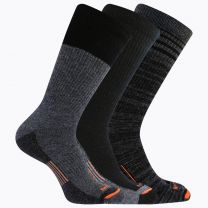 Merrell Unisex Merino Wool Midweight All Weather Work Crew Socks Charcoal Assorted (3 pairs) - MEA33633C3B2001-CHAST