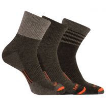 Merrell Unisex Merino Wool Work Quarter Socks Brown Assorted (3 pairs) - MEA33634Q3B2001-BNAST