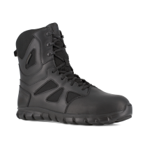Reebok Work Men's 8" Sublite Cushion Composite Toe Waterproof Tactical Boot with Side Zipper Black - RB8807