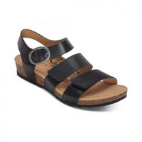 Aetrex Women's Lilly Adjustable Quarter Strap Sandal Black - SC560W