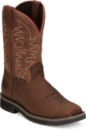 JUSTIN WORK Men's 11" Boots Driller Soft Toe EH Waterproof Work Boot Pecan Brown - SE3116